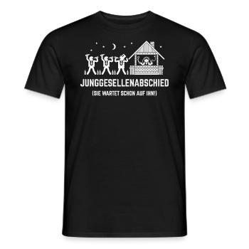 JGA – Sie Wartet Schon Auf Ihn! (Haus / White) - Männer T-Shirt - Schwarz - Vorne - AI Model Male 178 light (178cm)