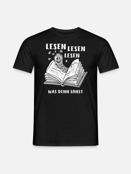 BUCH WURM LESEN - Männer T-Shirt - Schwarz
