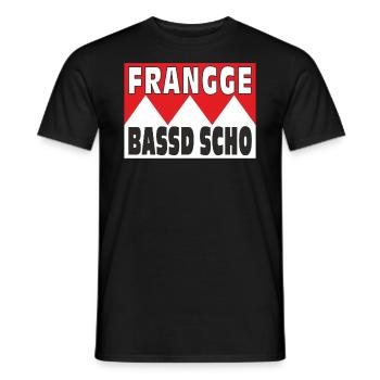 FRANGGE BASSD SCHO - Männer T-Shirt - Schwarz - Vorne - AI Model Male 178 light (178cm)