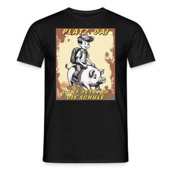 PIG CHILD BOY SCHOOL - Men's T-Shirt - black - Front - AI Model Male 178 light (178cm)