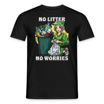 WASTE BINS NO LITTER, NO WORRIES - Men's T-Shirt - black - Front - AI Model Male 178 light (178cm)
