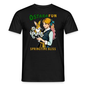 WOMAN BUNNY OSTARA FUN SPRINGTIME BLISS - Men's T-Shirt - black - Front - AI Model Male 178 light (178cm)