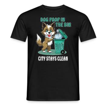 LES CROTTES DE CHIEN DANS LA VILLE DE BIN RESTENT PROPRES - T-shirt homme - noir - Devant - AI Model Male 178 light (178cm)