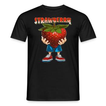 ERDBEERE STRAWBERRY - Men's T-Shirt - black - Front - AI Model Male 178 light (178cm)