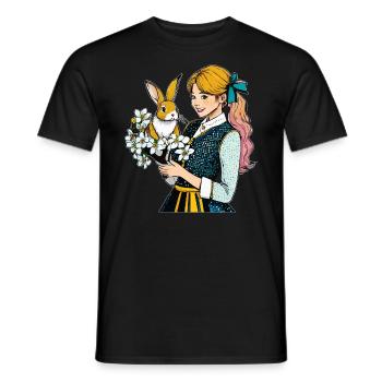 FRAU HASE BLUME - Männer T-Shirt - Schwarz - Vorne - AI Model Male 178 light (178cm)