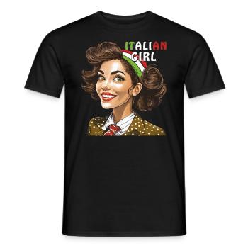 FEMME ITALIE FILLE ITALIENNE - T-shirt homme - noir - Devant - AI Model Male 178 light (178cm)
