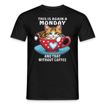 MONDAY AND THAT WITHOUT COFFEE - Men's T-Shirt - black - Front - AI Model Male 178 light (178cm)