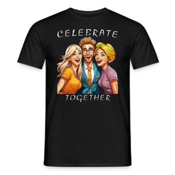 FREUNDE CELEBRATE TOGETHER - Männer T-Shirt - Schwarz - Vorne - AI Model Male 178 light (178cm)