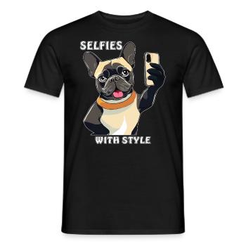 DOG SMARTPHONE SELFIES WITH STYLE - Men's T-Shirt - black - Front - AI Model Male 178 light (178cm)