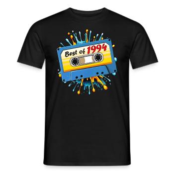 1994 MUSIKKASETTE BEST OF - Männer T-Shirt - Schwarz - Vorne - AI Model Male 178 light (178cm)