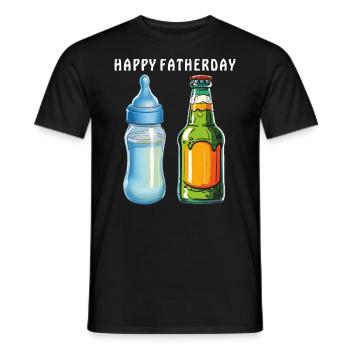 BABYFLASCHE BIERFLASCHE HAPPY FATHERDAY - Männer T-Shirt - Schwarz - Vorne - AI Model Male 178 light (178cm)