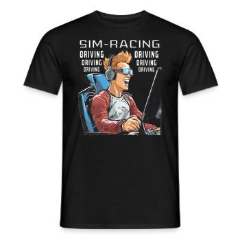 SIM RACING DRIVING DRIVING - Men's T-Shirt - black - Front - AI Model Male 178 light (178cm)