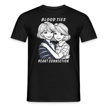 SISTERS BLOOD TIES HEART CONNECTION - Men's T-Shirt - black - Front - AI Model Male 178 light (178cm)