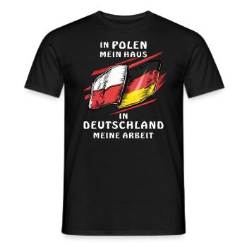 POLAND HOUSE GERMANY WORK - Men's T-Shirt - black - Front - AI Model Male 178 light (178cm)