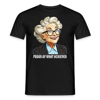 UNE FEMME ÂGÉE FIÈRE DE CE QUI A ACCOMPLI - T-shirt homme - noir - Devant - AI Model Male 178 light (178cm)