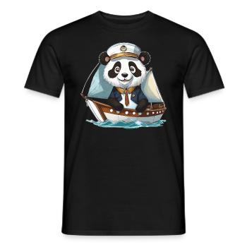 PANDA BEAR SAILING - Men's T-Shirt - black - Front - AI Model Male 178 light (178cm)