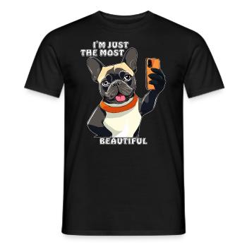 SMARTPHONE POUR CHIEN JE SUIS JUSTE LE PLUS BEAU - T-shirt homme - noir - Devant - AI Model Male 178 light (178cm)