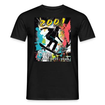 2001 SKAETER Né dans la meilleure année - T-shirt homme - noir - Devant - AI Model Male 178 light (178cm)