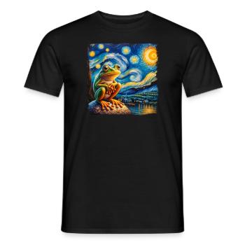Vincent van Gogh Sternennacht Gemälde mit Frosch - Männer T-Shirt - Schwarz - Vorne - AI Model Male 178 light (178cm)