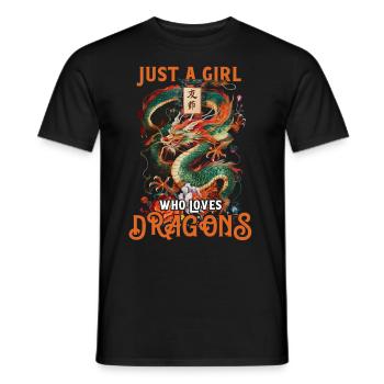 T-shirt Dragon Conte de fées Dragon Kanji japonais - T-shirt homme - noir - Devant - AI Model Male 178 light (178cm)