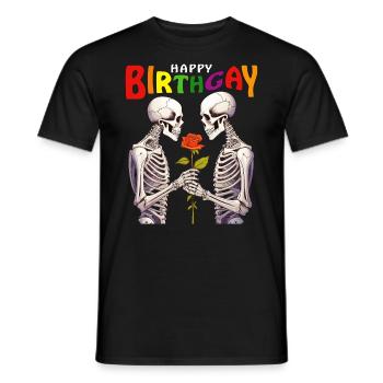 SKELETON HAPPY BIRTHGAY - Men's T-Shirt - black - Front - AI Model Male 178 light (178cm)