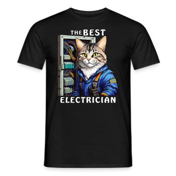 ELEKTRIKER KATZE THE BEST ELECTRICIAN - Männer T-Shirt - Schwarz - Vorne - AI Model Male 178 light (178cm)