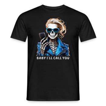 SKELETT FRAU BABY I'LL CALL YOU - Männer T-Shirt - Schwarz - Vorne - AI Model Male 178 light (178cm)
