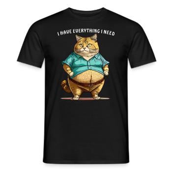 CAT I HAVE EVERYTHING I NEED - Men's T-Shirt - black - Front - AI Model Male 178 light (178cm)