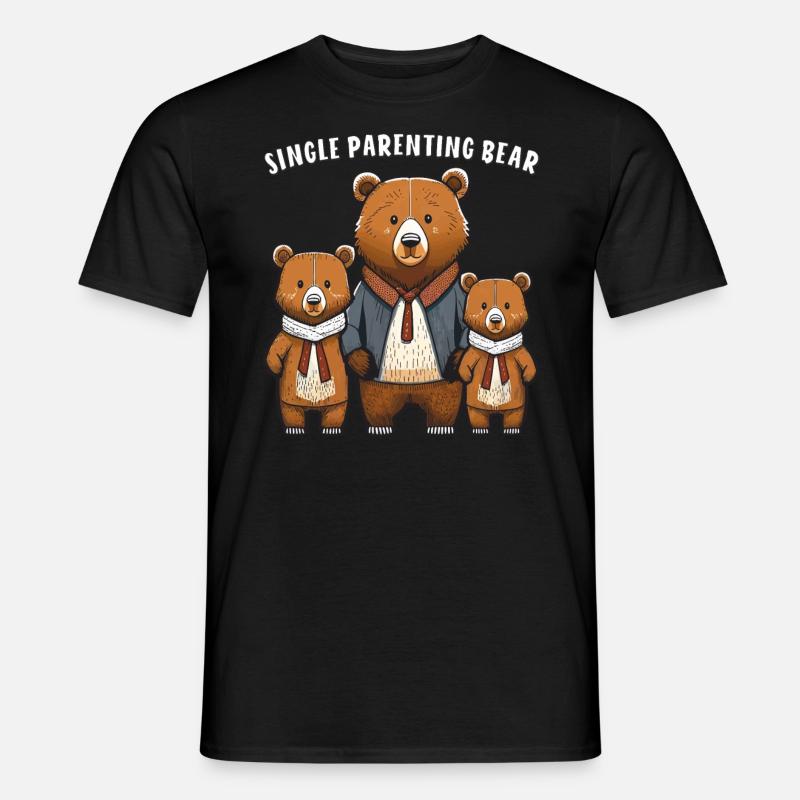 BÄREN SINGLE PARENTING BEAR - Männer T-Shirt - Schwarz