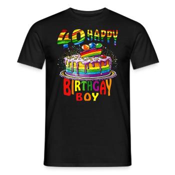 TORTE 40 HAPPY BIRTHGAY BOY - Men's T-Shirt - black - Front - AI Model Male 178 light (178cm)