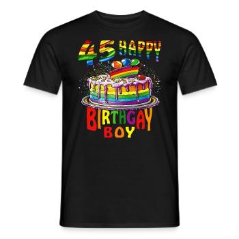 TORTE 45 HAPPY BIRTHGAY BOY - Men's T-Shirt - black - Front - AI Model Male 178 light (178cm)