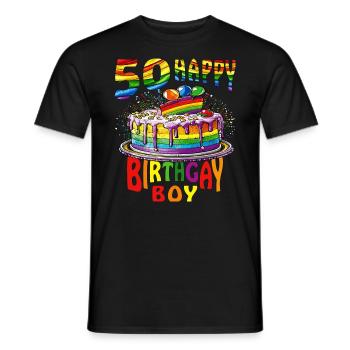 TORTE 50 HAPPY BIRTHGAY BOY - Men's T-Shirt - black - Front - AI Model Male 178 light (178cm)