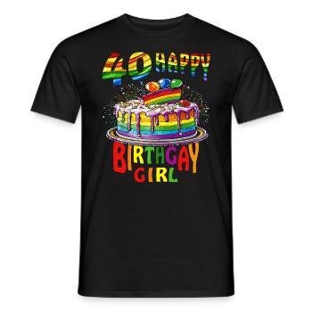 TORTE 40 HAPPY BIRTHGAY GIRL - Men's T-Shirt - black - Front - AI Model Male 178 light (178cm)