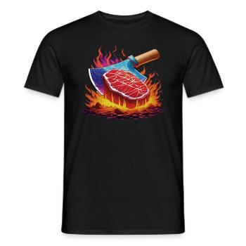 STEAK FEUER - Männer T-Shirt - Schwarz - Vorne - AI Model Male 178 light (178cm)