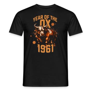 1961 - Jahr des Ochsen - Chinesisches Sternzeichen - Männer T-Shirt - Schwarz - Vorne - AI Model Male 178 light (178cm)