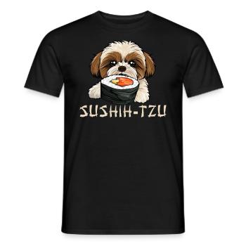 Sushi Tzu Shih Tzu Hund Lustiges Sushi Design - Männer T-Shirt - Schwarz - Vorne - AI Model Male 178 light (178cm)