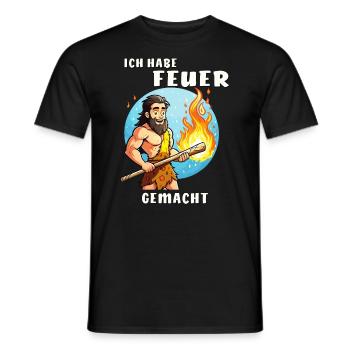 NÉANDERTAL IER A FAIT UN FEU - T-shirt homme - noir - Devant - AI Model Male 178 light (178cm)