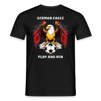 FUßBAL GERMAN EAGLE PLAY AND WIN - Männer T-Shirt - Schwarz - Vorne - AI Model Male 178 light (178cm)