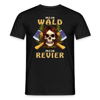 SCHÄDEL AXT MEIN WALD MEIN REVIER - Männer T-Shirt - Schwarz - Vorne - AI Model Male 178 light (178cm)