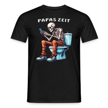 SKELETT TOILETTE SMARTPHONE PAPAS ZEIT - Männer T-Shirt - Schwarz - Vorne - AI Model Male 178 light (178cm)