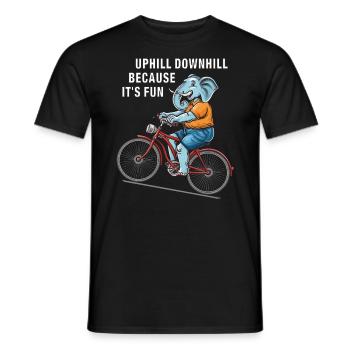 BIKE UPHILL DOWNHILL BECAUSE IT'S FUN - Men's T-Shirt - black - Front - AI Model Male 178 light (178cm)