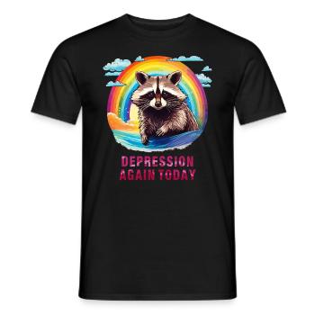 RACCOON DEPRESSION AGAIN TODAY - Men's T-Shirt - black - Front - AI Model Male 178 light (178cm)