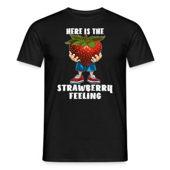 HERE IS THE STRAWBERRY FEELING - Men's T-Shirt - black - Front - AI Model Male 178 light (178cm)