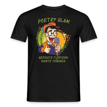 MANN MIKROFON POETRY SLAM GEDICHTE - Männer T-Shirt - Schwarz - Vorne - AI Model Male 178 light (178cm)