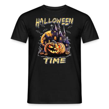 HALLOWEEN CASTLE PUMPKIN - Men's T-Shirt - black - Front - AI Model Male 178 light (178cm)