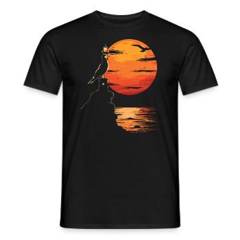 Möwe Seevogel Leuchtturm Sunset - Männer T-Shirt - Schwarz - Vorne - AI Model Male 178 light (178cm)