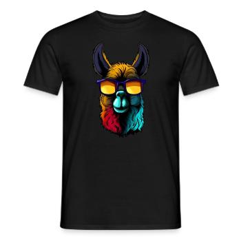 Cool llama alpaca wearing sunglasses retro design - Men's T-Shirt - black - Front - AI Model Male 178 light (178cm)