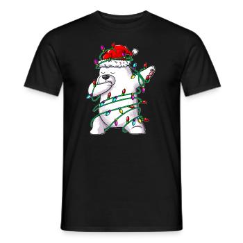 Eisbär in Lichterkette tanzt Dab Weihnachtskostüm - Männer T-Shirt - Schwarz - Vorne - AI Model Male 178 light (178cm)