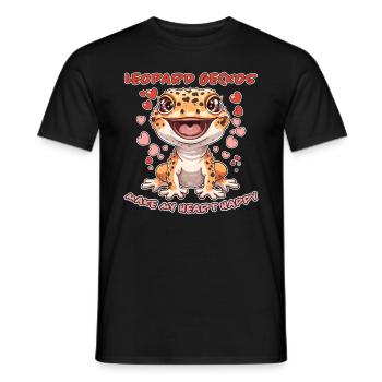 Gecko léopard disant drôle Gecko léopard cadeau - T-shirt homme - noir - Devant - AI Model Male 178 light (178cm)