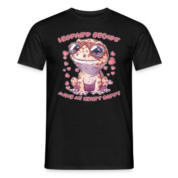 Gecko léopard disant drôle Gecko léopard cadeau - T-shirt homme - noir - Devant - AI Model Male 178 light (178cm)